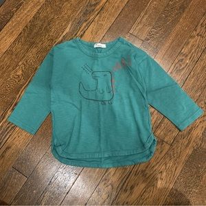 Peppermint Dino Cotton Slub Tee (Green) Size 3